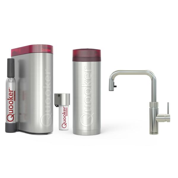 Quooker Flex Square | Reservoirs PRO3 | CUBE & Filter | verchromt glänzend | sofort-Kochend-Wasserhahn